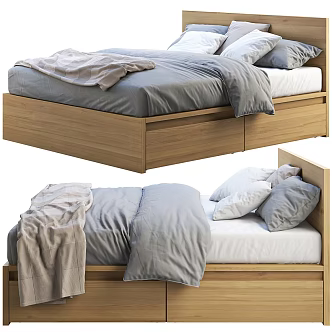 Tatami Double Bed Log Double Bed 3d model