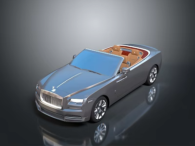 Luxury Silver Convertible Car With Open Top Brown Leather Interior And Shiny Wheels 3d model