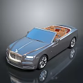 Luxury Silver Convertible Car With Open Top Brown Leather Interior And Shiny Wheels
