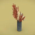 Gray Vase With Orange Leaves White Daisies And Fan Decoration On Yellow Background