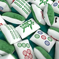 Mahjong Themed Decorative Pillows In White Green With Traditional Symbols And Red Characters