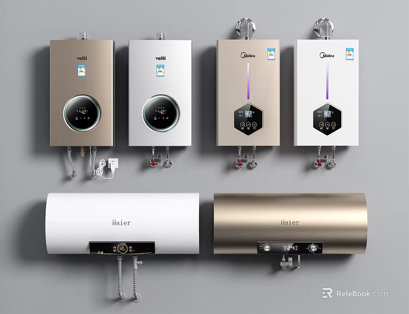 Modern Household Electric Water Heaters With Wall Mounted Storage Type And Various Color Designs 3d model 
