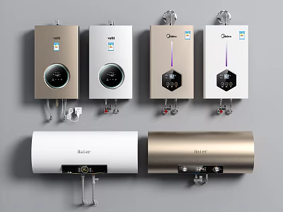 Modern Household Electric Water Heaters With Wall Mounted Storage Type And Various Color Designs 3d model