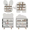Cute Animal Shaped Kids Bookcase With Decorative Toys Small Houses And LED Lights