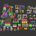 Various Types Of Industrial Equipment 3D Models With Mechanical Devices And Metal Texture