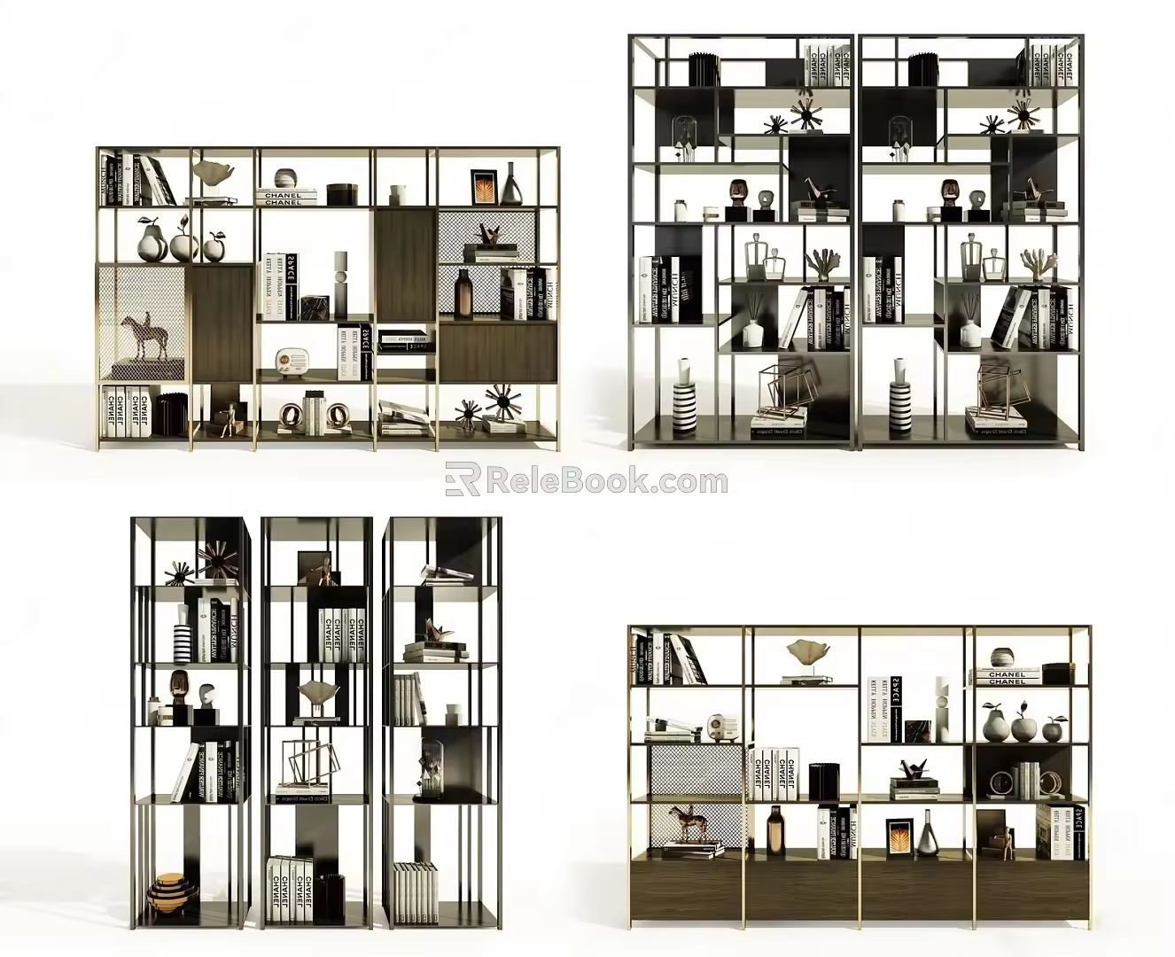 Modern Bookshelf Storage Rack Decorative Rack 3d model