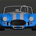 Blue Vintage Convertible Sports Car With Silver Stripes Shiny Body And Chrome Wheels