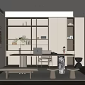 Home Study Desk Bookcase Ornaments Vase Book Single Chair Stool Decorative Cabinet Computer Wardrobe 3d model