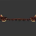 Red Decorative Archway With Gold Embellishments And Hanging Tassel Details