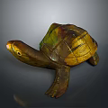 Shiny Turtle Sculpture With Yellow Green And Brown Shell Texture Design