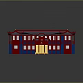 Traditional Chinese Architecture Red and Blue Multi layered Structure With Curved Eaves and Golden Gate