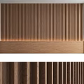 Building Components With Wooden Slats Gray Panels And Ambient Lighting
