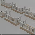 White Decorative Railings With Architectural Posts Modern Design For Outdoor Use 3d model
