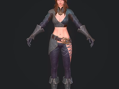 Game Movie Character in Leather Armor With Detailed Belt Strapped Pants And Boots 3d model