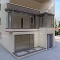 Modern Two Story Villa Balcony Design With Glass Windows And Outdoor Space