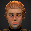 Futuristic Character In Black Armor With Orange Glowing Details Front Back View