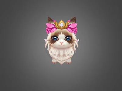 Cute Fluffy Cat With Pink Bow And Golden Crown On Head 3d model