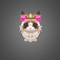 Cute Fluffy Cat With Pink Bow And Golden Crown On Head