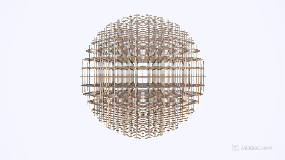 Modern Spherical Sculpture With Intricate Interlaced Grid Strips And Hollow Design 3d model 