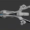 Futuristic Spaceship Design With Streamlined White Body And Red Blue Accents For Space Exploration