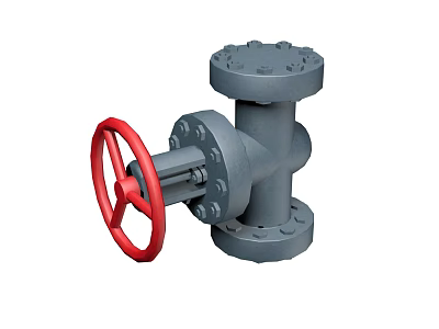 Heavy Duty Industrial Valve With Red Handwheel And Gray Flange Body 3d model