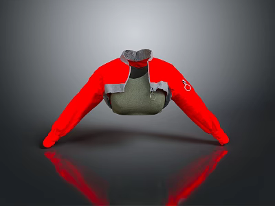 Modern Red and Gray Jacket with Long Sleeves Front Zipper and Practical Design 3d model