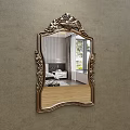 Ornate Grapevine Carved Golden Mirror Reflecting Room Interior With Bed Sofa Decor And Wooden Floor