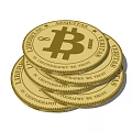 Decorative Ornament Set With Stacked Metallic Bitcoin Coins Shiny Surface And B Logo