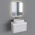 Modern Oval White Countertop Washbasin with Silver Faucet and Grey Wall