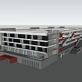 Modern Office Building With White Exterior Multiple Floors Window Design And Lawn Area