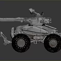Futuristic Armored Tank With Large Wheels Metallic Cannon And Mechanical Details