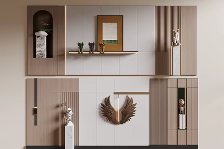 Sofa Background Wall Wooden Wall Panel Wall Decoration 3d model