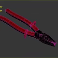 Red Handle Pliers Professional Hardware Tool With Ergonomic Grip For Repair Work 3d model