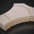 Light Beige Upholstered Sofa Bench With Stitched Details And Wooden Legs Design