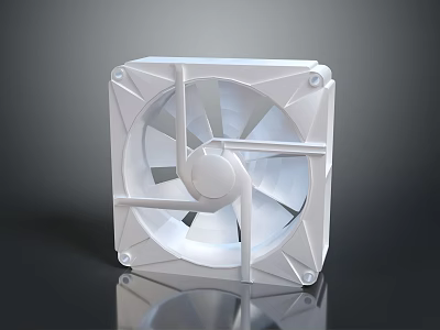 White Square Electronic Cooling Fan For Computer And Home Appliances 3d model