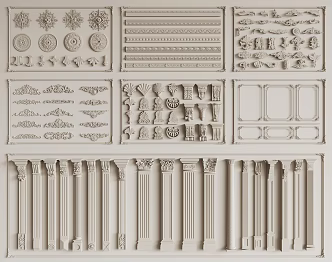 European-style carved line corner lamp panel 3d model