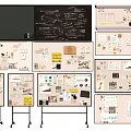 Creative Design Project Display Boards Featuring Charts Notes And Sketches 3d model