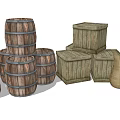 Chinese-style box folk-custom farm tools landscape sketch 3d model