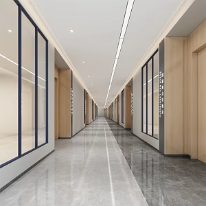 modern aisle office aisle 3d model