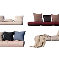 Stylish Sofa Bench With Various Colored Pillows And Cozy Blanket Design 3d model