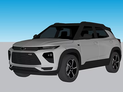 Chevrolet Silver SUV With Black Roof Modern Design And Black Wheels 3d model
