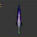 Purple Glowing Fantasy Sword with Sharp Pointed Blade and Decorative Hilt