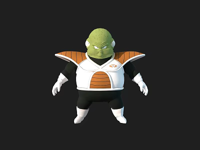 Green Skinned Alien Warrior Character In White And Orange Battle Armor With Shoulder Guards Standing Pose 3d model
