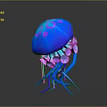 Colorful Jellyfish Creature Character Featuring Blue Pink Design And Vibrant Artistic Details