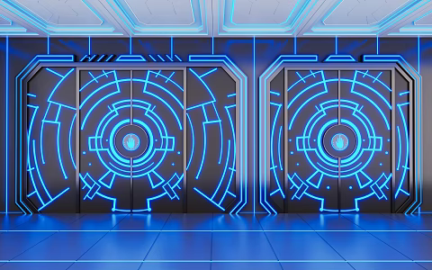 Modern Simple Door Combination Internet Popular Palm Print Door Modern Technology Double Door Technology Induction Door KTV Double Door Palm Print Induction Door Internet Popular Induction Door Electric Section 3d model