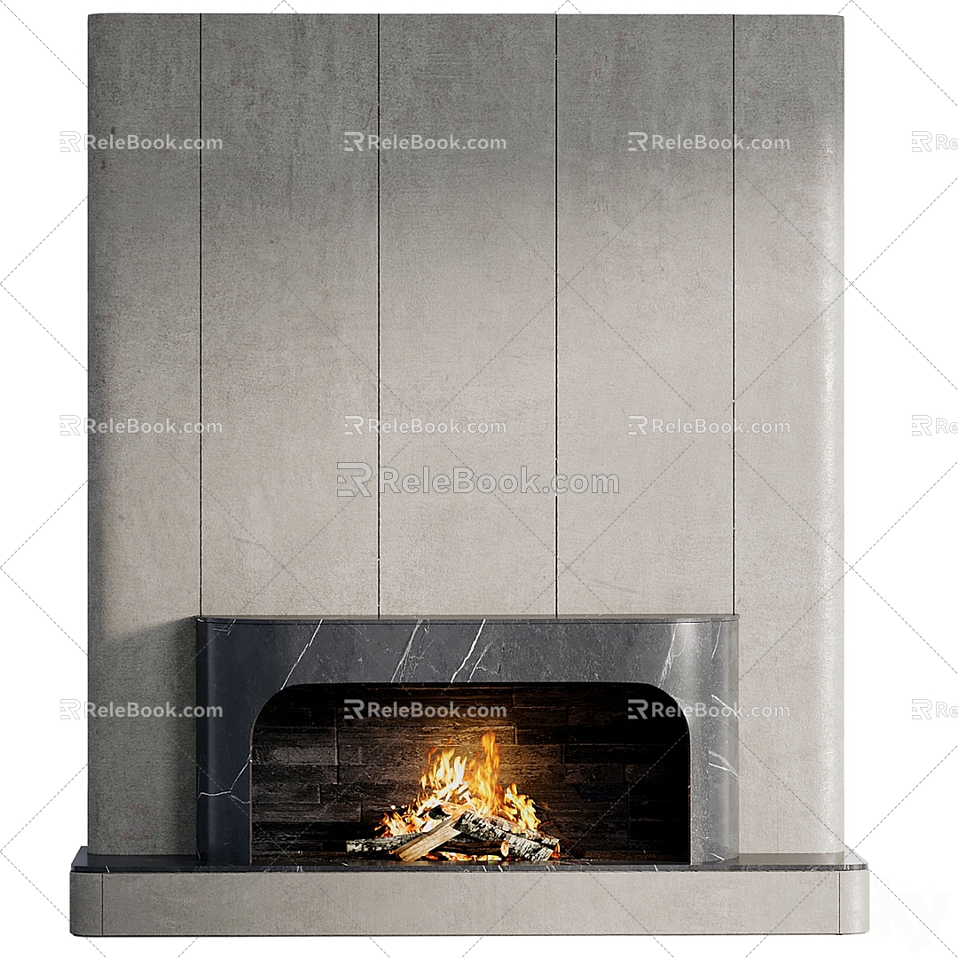 Marble fireplace background wall 3d model