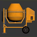 Orange Portable Concrete Mixer With Mixing Drum Control Panel And Wheeled Base 3d model