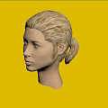 Model Head With Blonde Hair In Ponytail 3D Rendering Side View 3d model