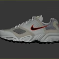 Gray And White Sporty Sneakers With Red Logo Mesh Design And Comfortable Sole