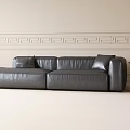 Modern Black Leather Sectional Sofa With Light Wall Decorative Molding And Side Table